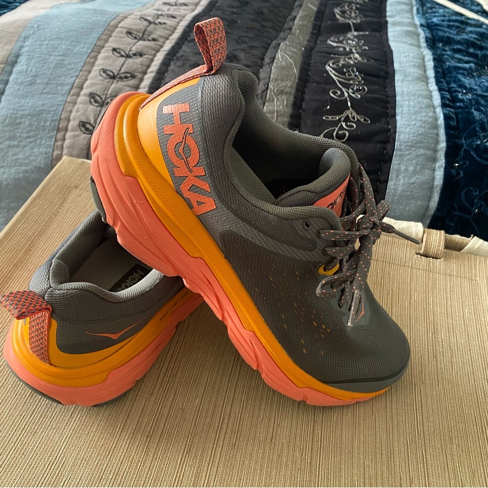 Hoka Athletic Shoes - Gray and Orange